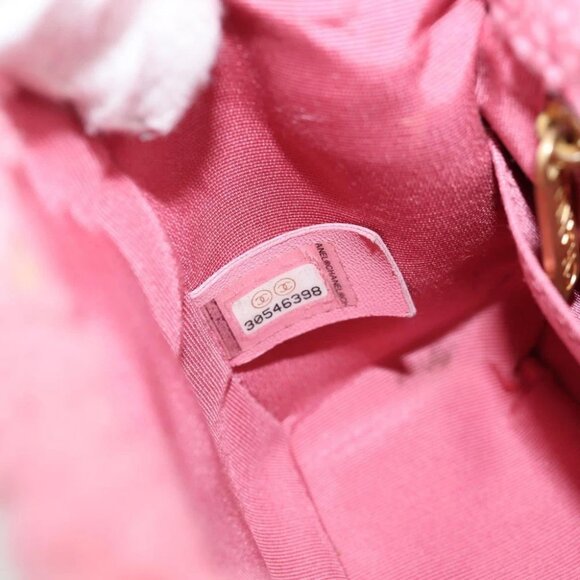 CHANEL Matelasse Chain Shoulder Bag Wool Pink Gold CC Auth 128240M - Picture 11 of 15